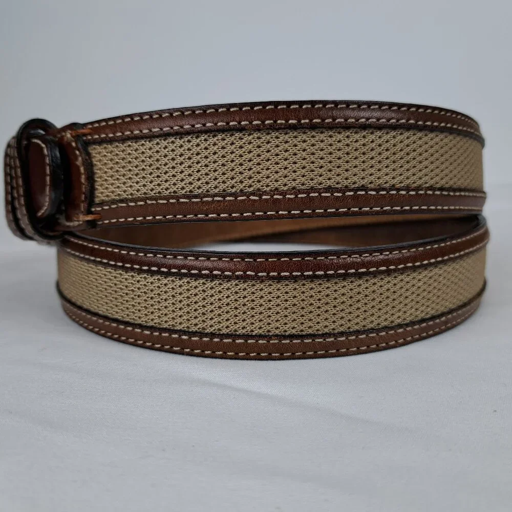 Tommy Bahama Leather & Woven Nylon Belt Size 38 Made in Spain - Picture 2 of 16